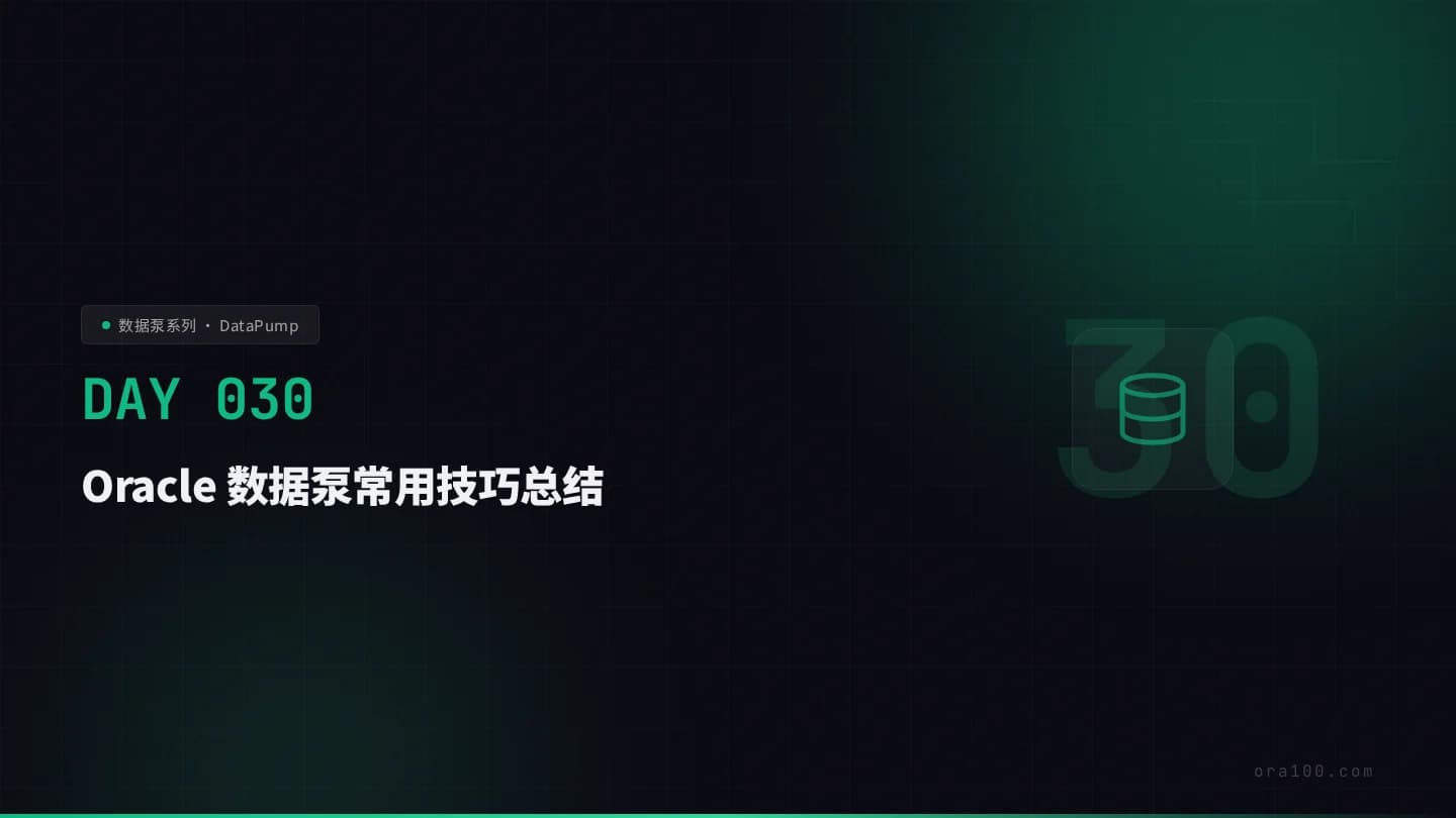 数据泵高级技巧与模块总结