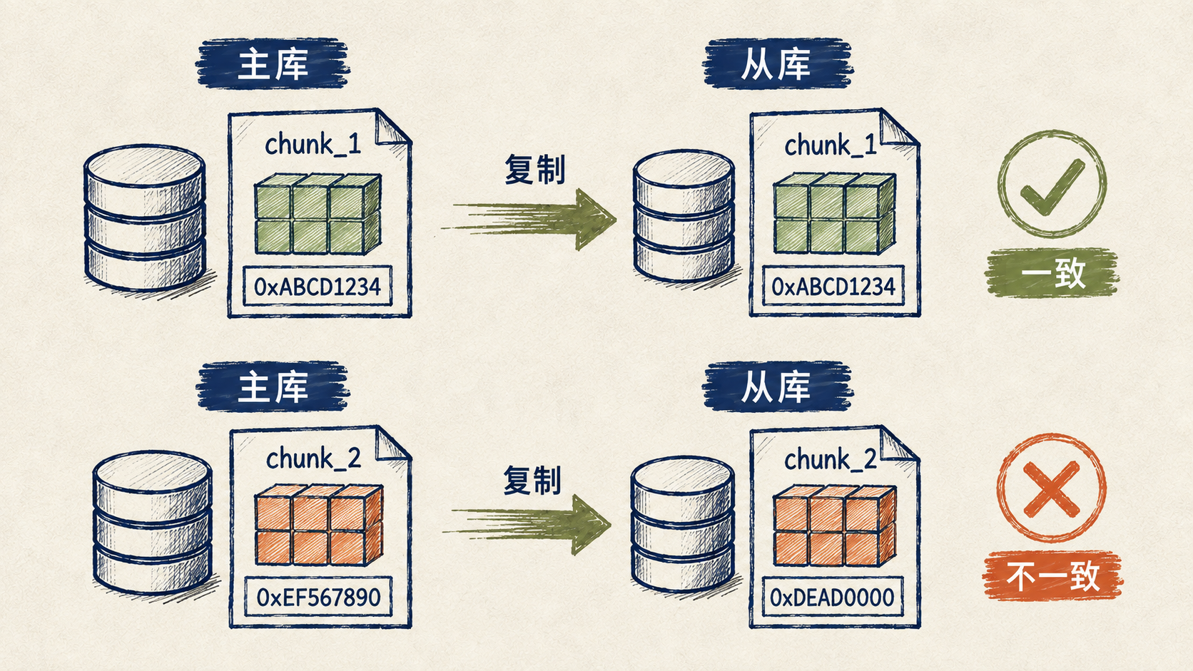 主从数据库分块校验和一致性对比
